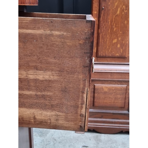 1058 - An unusual 19th century mahogany and inlaid pedestal sideboard, probably Scottish, 160.5cm wide.... 