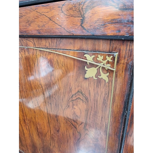 1059 - A George IV rosewood and brass inlaid chiffonier, 107.5cm wide.