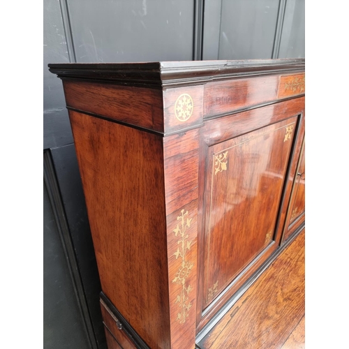 1059 - A George IV rosewood and brass inlaid chiffonier, 107.5cm wide.