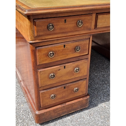 1061 - A Victorian mahogany partners' pedestal desk, with cupboards to one opposing side, 151.5 x 105cm.... 