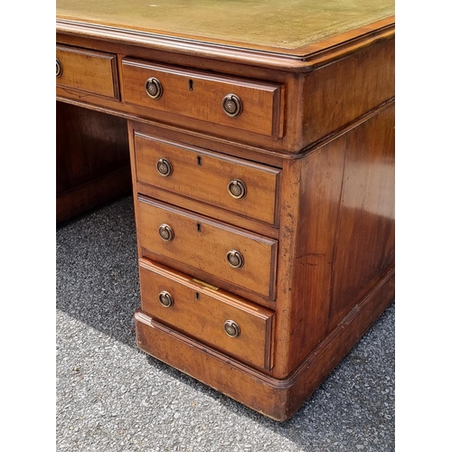 1061 - A Victorian mahogany partners' pedestal desk, with cupboards to one opposing side, 151.5 x 105cm.... 