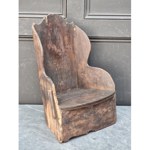 1073 - An unusual late 18th/early 19th century elm, pine and fruitwood child's lambing chair, 53cm high, (w... 