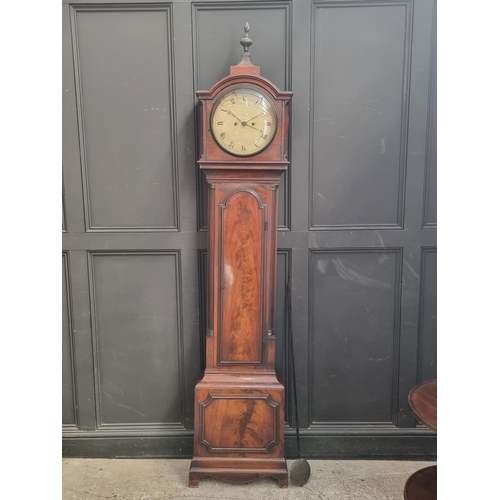 1098 - A Scottish George III mahogany eight day longcase clock, the 12in circular dial with centre date, 22... 