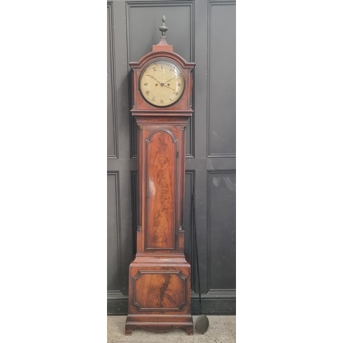 1098 - A Scottish George III mahogany eight day longcase clock, the 12in circular dial with centre date, 22... 