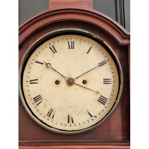 1098 - A Scottish George III mahogany eight day longcase clock, the 12in circular dial with centre date, 22... 