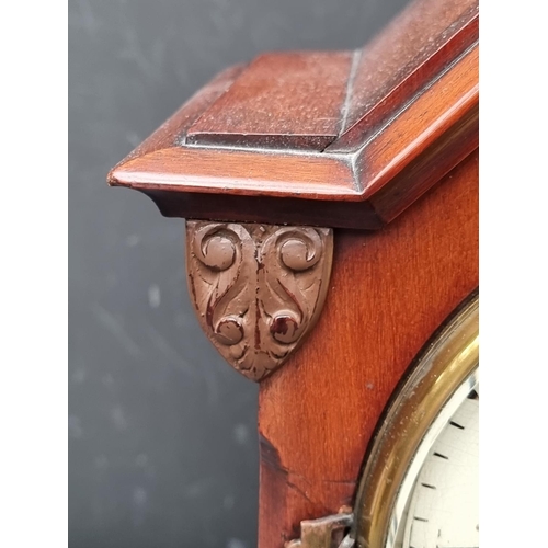 1100 - Railwayana: a Gothic mahogany LNER fusee mantel clock, the 7in painted dial bearing ivorine pla... 