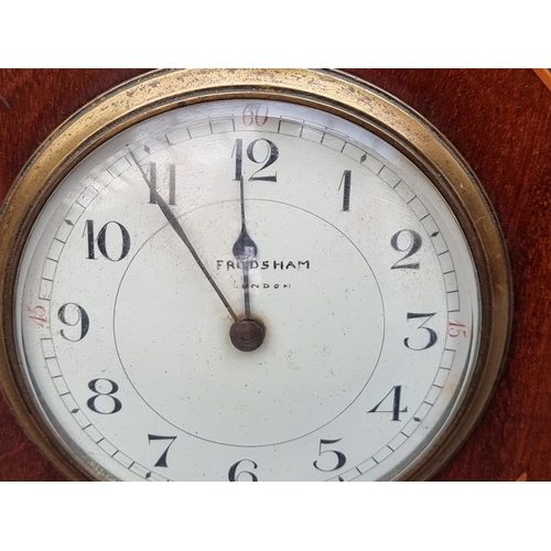 1109 - An Edwardian mahogany and inlaid dome top mantel timepiece, the enamel dial inscribed 'Frodsham, Lon... 