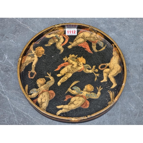 1112 - An unusually small 19th century papier mache tray, by Jennens & Bettridge, 15cm wide; together w... 