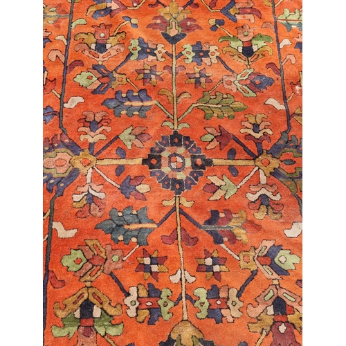 1116 - A Persian rug, having floral and geometric central field, 296 x 202cm.