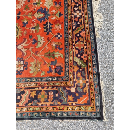 1116 - A Persian rug, having floral and geometric central field, 296 x 202cm.