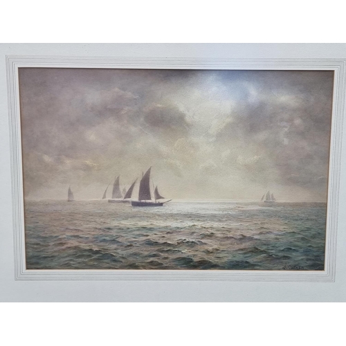 1136 - J Aitken, sailing boats, signed, watercolour, 32.5 x 48.5cm.