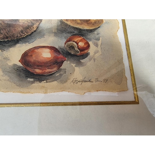 1158 - European School, late 19th Century, still life of nuts, indistinctly signed and dated '97, watercolo... 