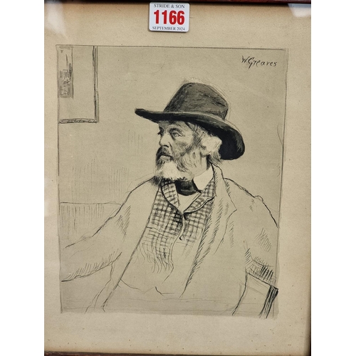 1166 - Walter Greaves, 'Portrait of Thomas Carlyle', pen, ink and wash, signed, 30 x 25cm; together with a ... 