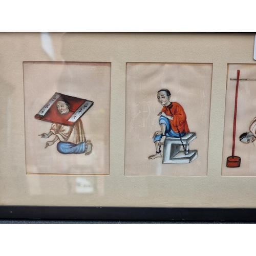 1191 - Chinese School, 19th century, punishment scenes, a set of ten, watercolour on rice paper, 9.5 x 7.5c... 