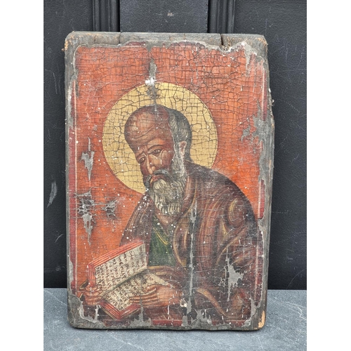 1197 - An antique Russian icon of St John the Evangelist, probably 18th/19th century, oil on canvas la... 