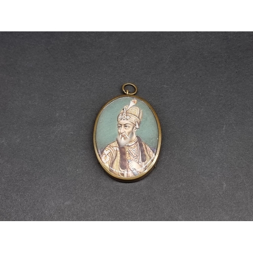 1199 - Indian School, late 19th century, portrait miniature of Bahadur Shah Zafar, on ivory, 4.5 x 3.4cm ov... 