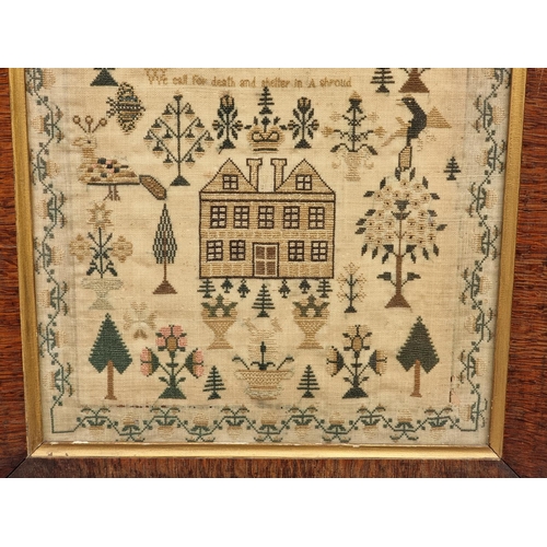 1207 - A good early Victorian needlework verse sampler, inscribed 'Elisabeth Dodge, Aged 14, 1839', 40.5 x ... 