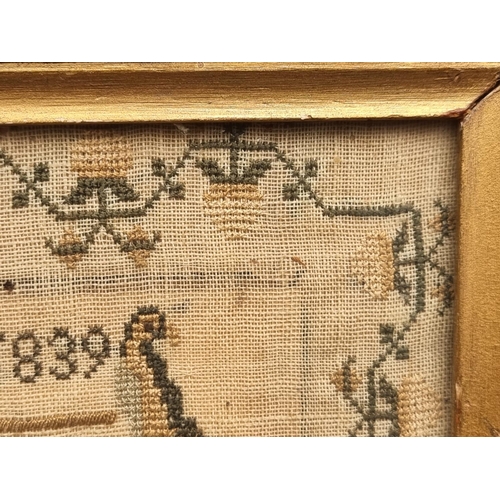 1207 - A good early Victorian needlework verse sampler, inscribed 'Elisabeth Dodge, Aged 14, 1839', 40.5 x ... 