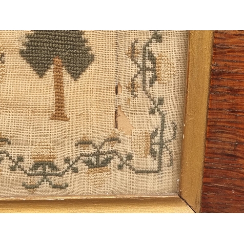 1207 - A good early Victorian needlework verse sampler, inscribed 'Elisabeth Dodge, Aged 14, 1839', 40.5 x ... 