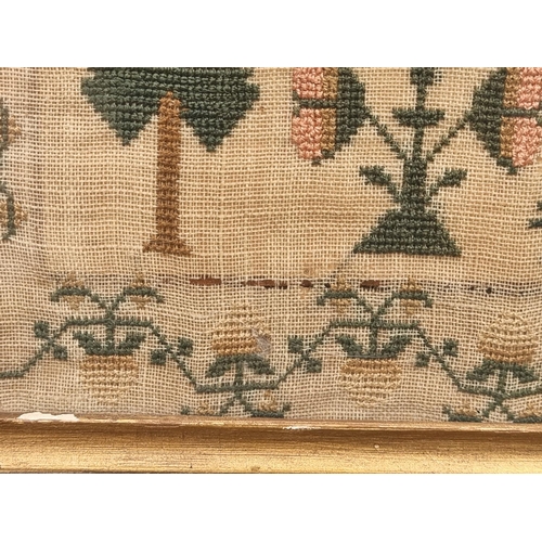 1207 - A good early Victorian needlework verse sampler, inscribed 'Elisabeth Dodge, Aged 14, 1839', 40.5 x ... 