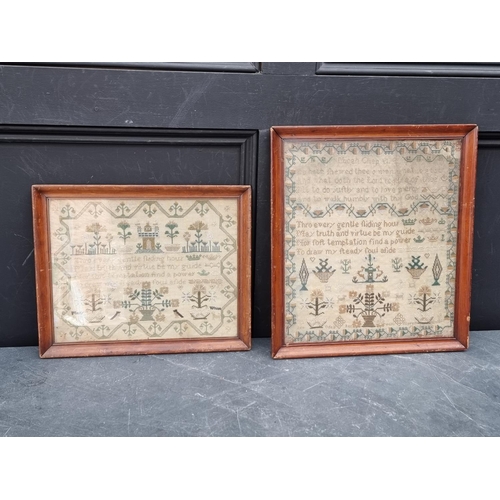 1209 - Two similar William IV needlework samplers, the larger inscribed 'Ann Odell, her work...1831', the s... 