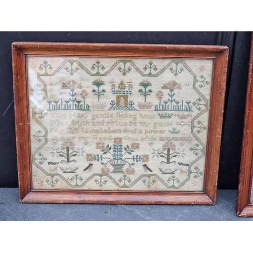 1209 - Two similar William IV needlework samplers, the larger inscribed 'Ann Odell, her work...1831', the s... 