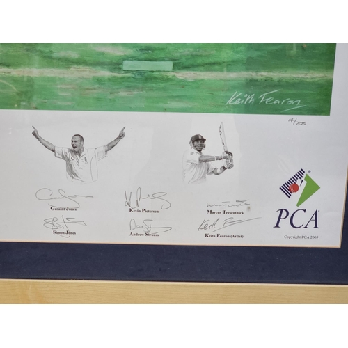 1215 - Of Cricketing Interest: Keith Fearon, 'The Greatest Test', signed by the artist and the eleven membe... 