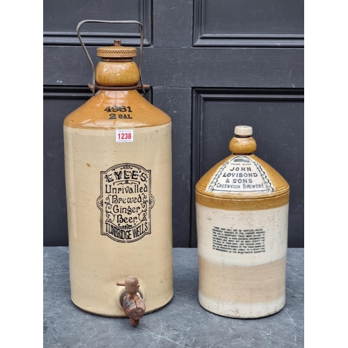 1238 - A large Victorian 'Lyle's' ginger beer bottle, total height 55cm; together with another 'John Lovibo... 