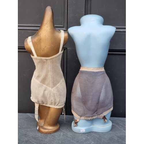 1245 - Advertising: two small vintage shop's display dummies, largest 60.5cm high. (2)