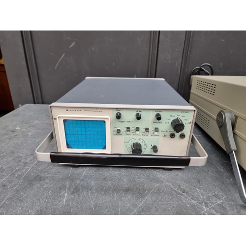 1247 - A Leader 1021 Oscilloscope; together with a similar Advance OS140 example, each with power lead; and... 