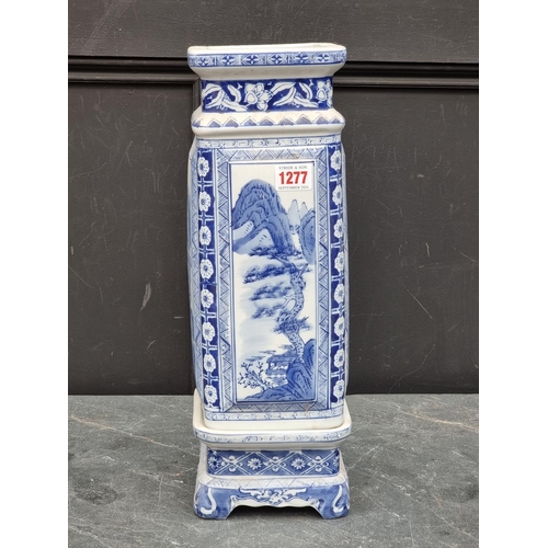 1277 - A Chinese blue and white vase and stand, 42cm high.