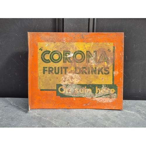 1286 - Advertising: a painted metal double sided 'Corona Fruit Drinks' sign, 29.5 x 35.5cm.  ... 