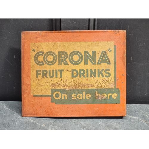 1286 - Advertising: a painted metal double sided 'Corona Fruit Drinks' sign, 29.5 x 35.5cm.  ... 