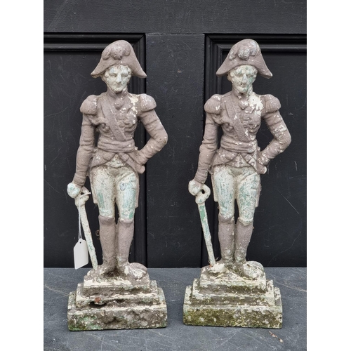 1288 - Two painted aluminium Duke of Wellington doorstops, 40cm high.