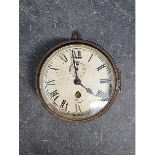 1290 - A vintage Smiths 'Astral' brass bulkhead timepiece, 18.5cm diameter. 