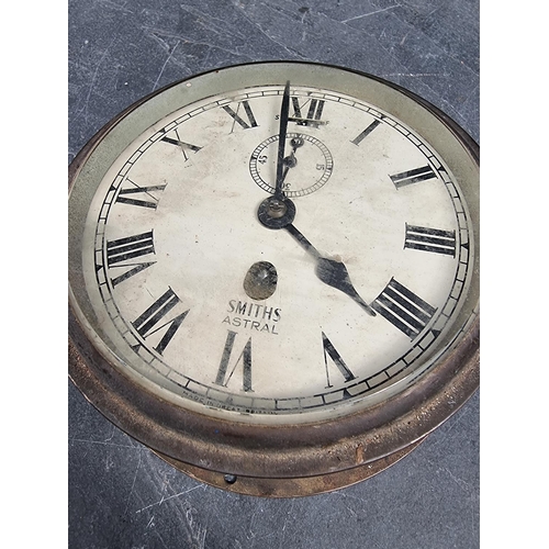 1290 - A vintage Smiths 'Astral' brass bulkhead timepiece, 18.5cm diameter. 