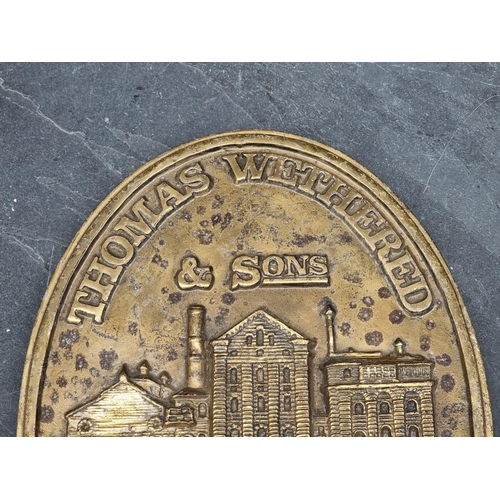 1293 - Advertising: a lacquered brass relief plaque, inscribed 'Thomas Wethered & Sons, Marlow Brewery'... 