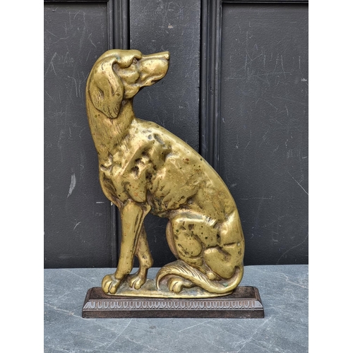 1299 - A Victorian brass and cast iron Hound doorstop, 32.5cm high.