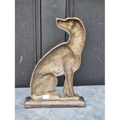 1299 - A Victorian brass and cast iron Hound doorstop, 32.5cm high.