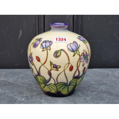 1324 - A Moorcroft 'Hepatica' pattern ovoid vase, 17.5cm high, (minor crazing).