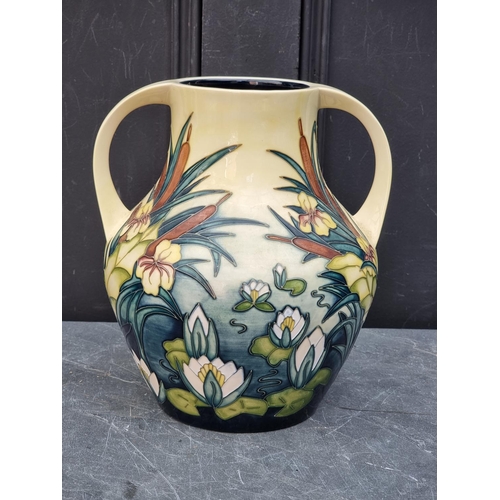 1325 - A large Moorcroft 'Lamia' pattern twin handled vase, 26cm high. 