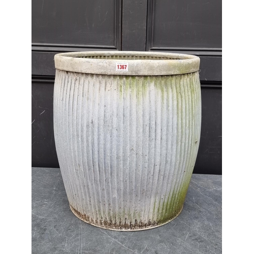 1367 - A large galvanized metal planter, with fluted decoration, 51cm high x 47cm diameter.... 