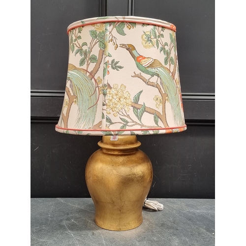 1372 - A large giltwood table lamp, total height 78cm.