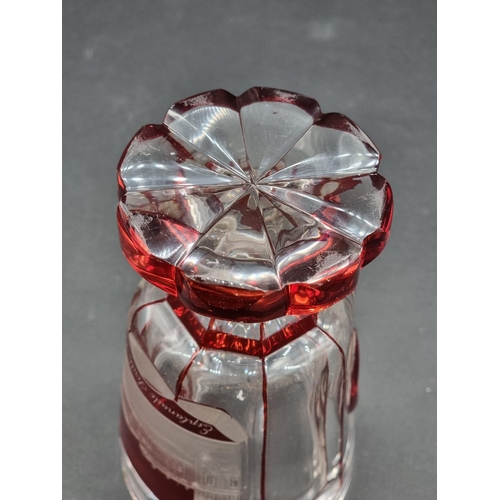 1379 - A good 19th century Bohemian ruby flashed and cut glass goblet & cover, 29.5cm high; together wi... 