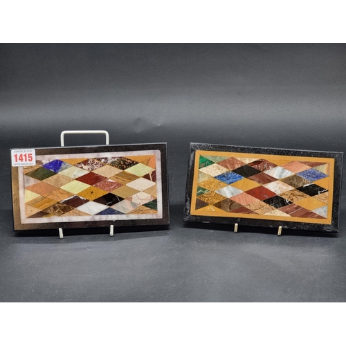 1415 - A small pair of specimen marble panels, 11.5 x 21cm.