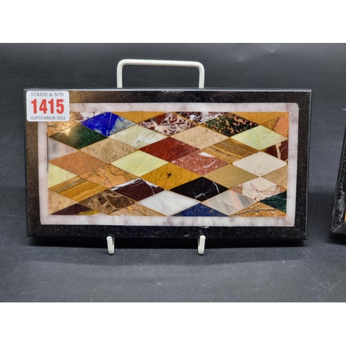 1415 - A small pair of specimen marble panels, 11.5 x 21cm.