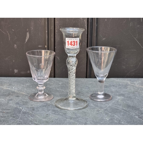 1431 - Three antique continental glasses, largest 17cm high. (3)