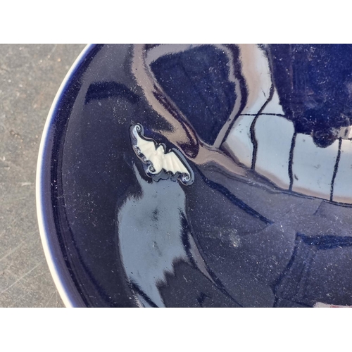 1434 - A Chinese Nanking Cargo bowl, 15cm diameter; together with another Chinese blue glazed dish, relief ... 