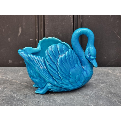 1435 - A scarce Mintons majolica swan, No.1817, 16cm high.