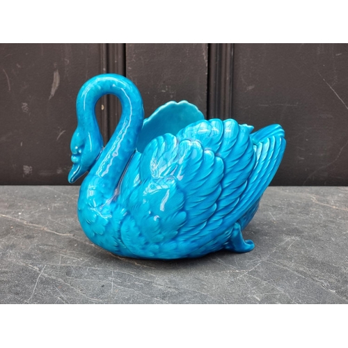 1435 - A scarce Mintons majolica swan, No.1817, 16cm high.